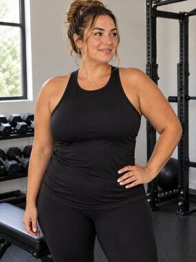 Athleta Maldives Bra Cup Tankini Black 40 D/DD Built In Bra Athletic Top